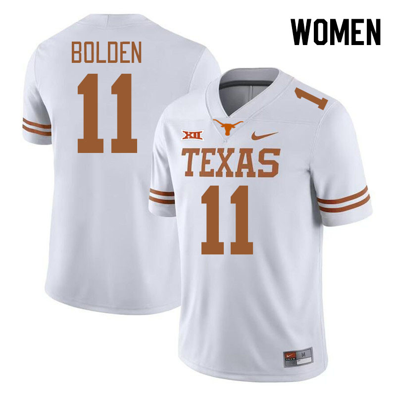 Women #11 Silas Bolden Texas Longhorns College Football Jerseys Stitched-White